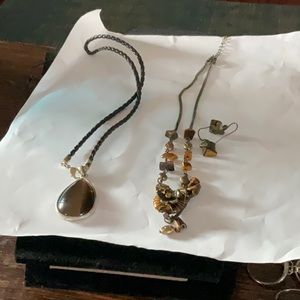 2 Necklaces and a pair of earrings